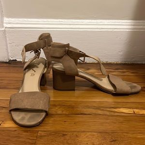 Neutral Suede Buckle Heels